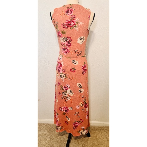 Bailey 44/ Anthropologie Pink  Rose V-Neck , Slit Front, Midi Dress, x-Small - Picture 4 of 13